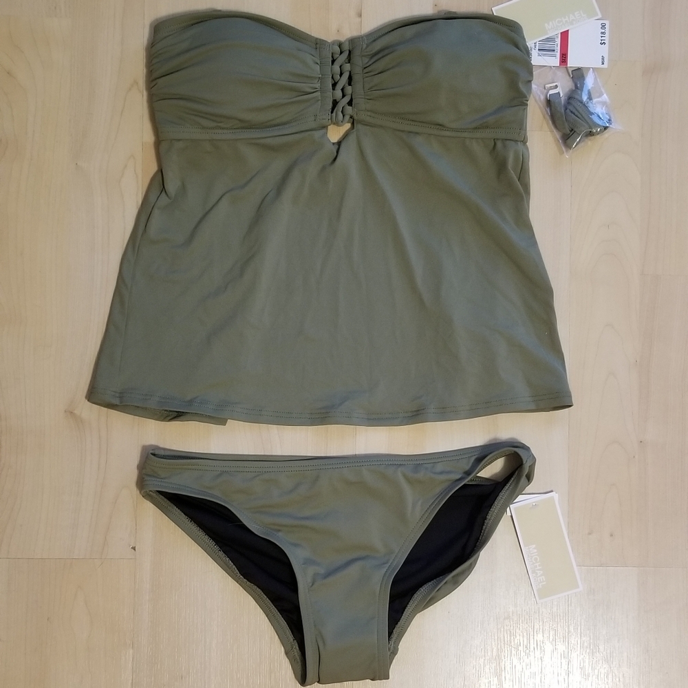 Michael Kors Strapless/Halter Tankini Swimsuit XS